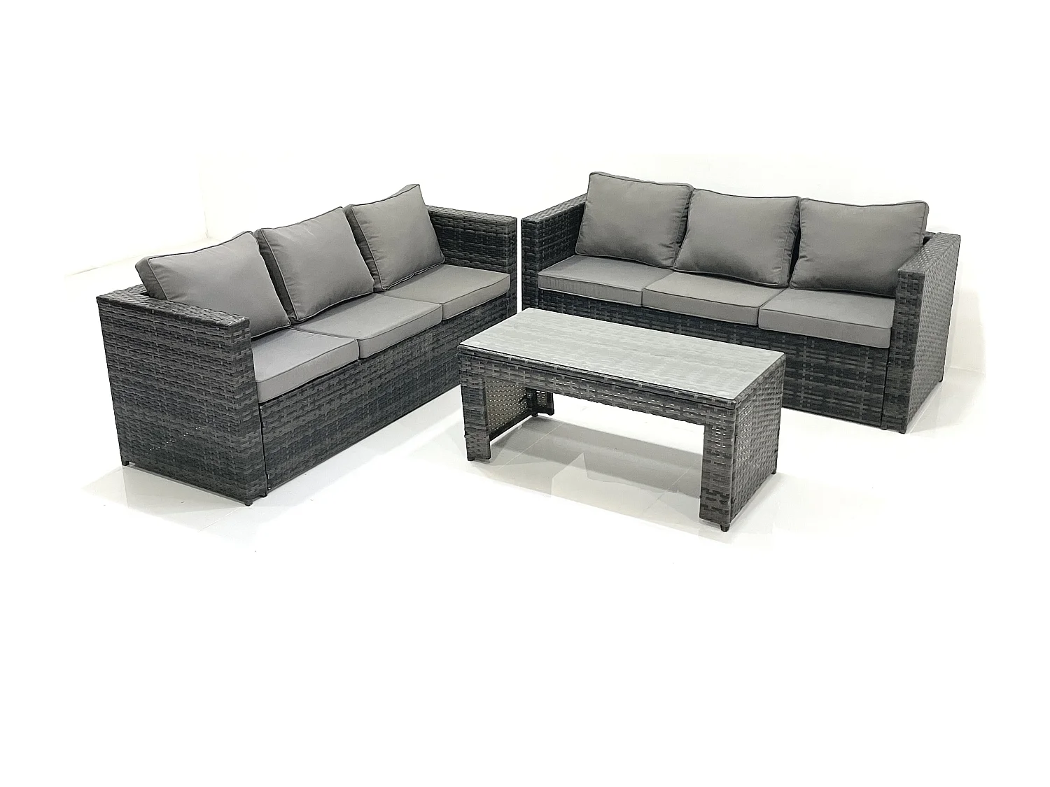 Salon de Jardin Extérieur avec Table basse carrée Gris foncé mixte