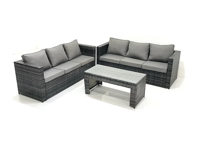 Salon de Jardin Extérieur avec Table basse carrée Gris foncé mixte