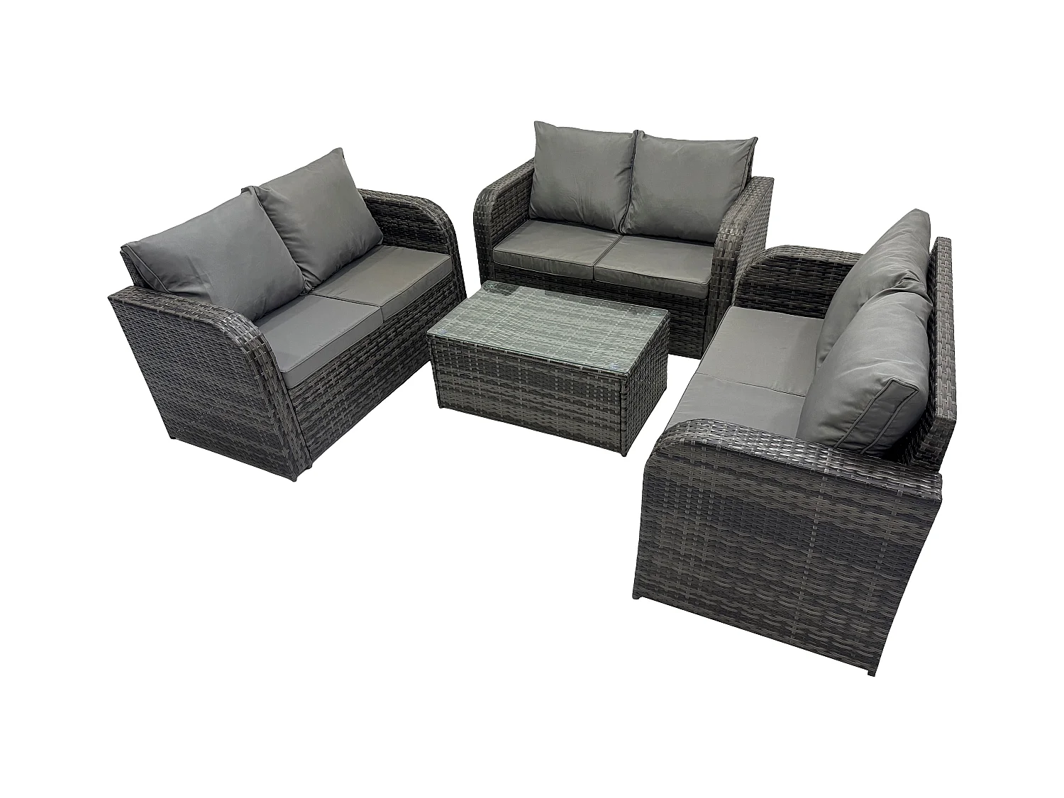 Ensemble de meubles de jardin en polyrotin 6 places avec Table basse rectangulaire Canapé d'amour Gris foncé mixte