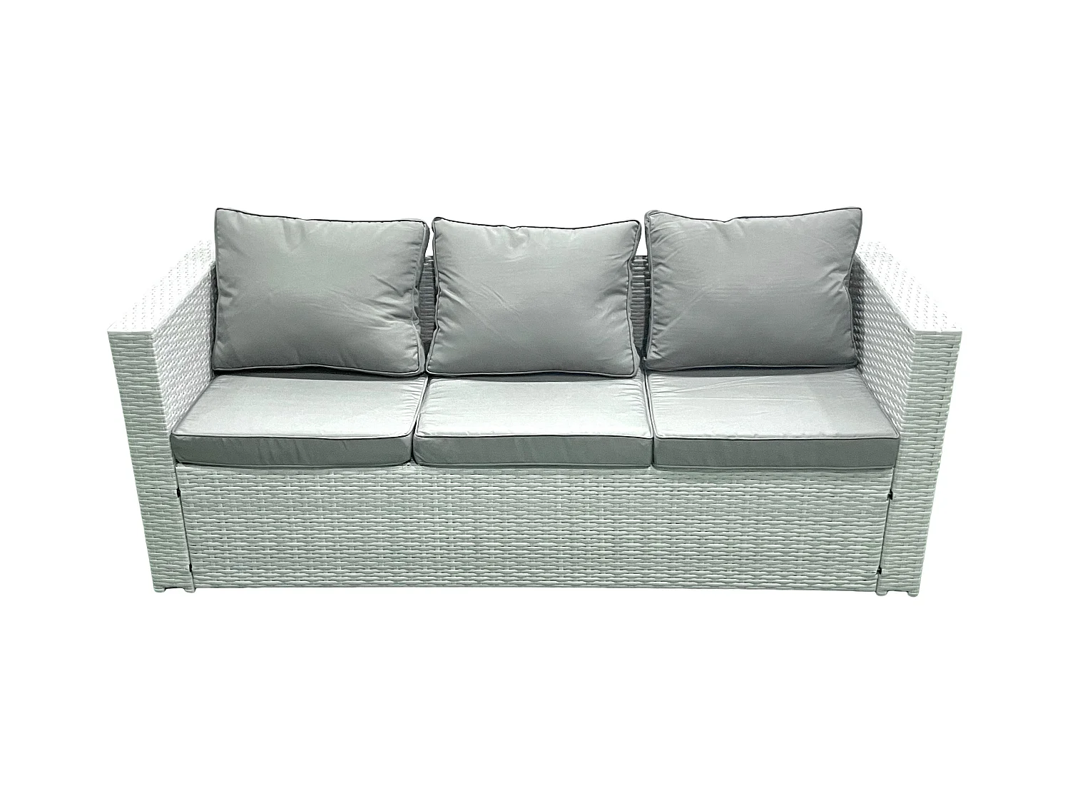Gartenmöbel-Set 6-Sitzer Polyrattan Sofa Set mit 2 hohen Hockern Sessel 2 Beistelltischen Hellgrau gemischt