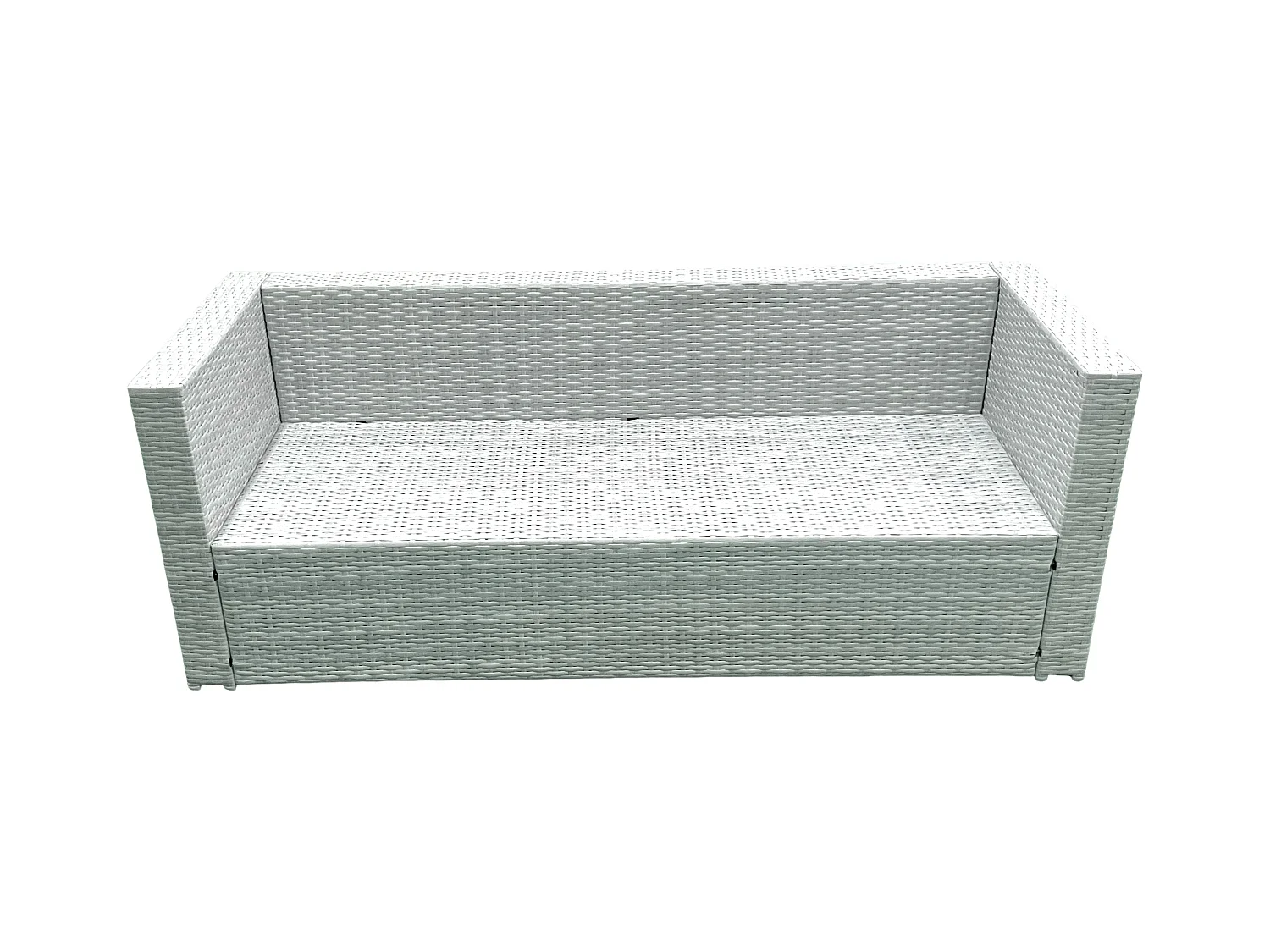Gartenmöbel-Set 6-Sitzer Polyrattan Sofa Set mit 2 hohen Hockern Sessel 2 Beistelltischen Hellgrau gemischt