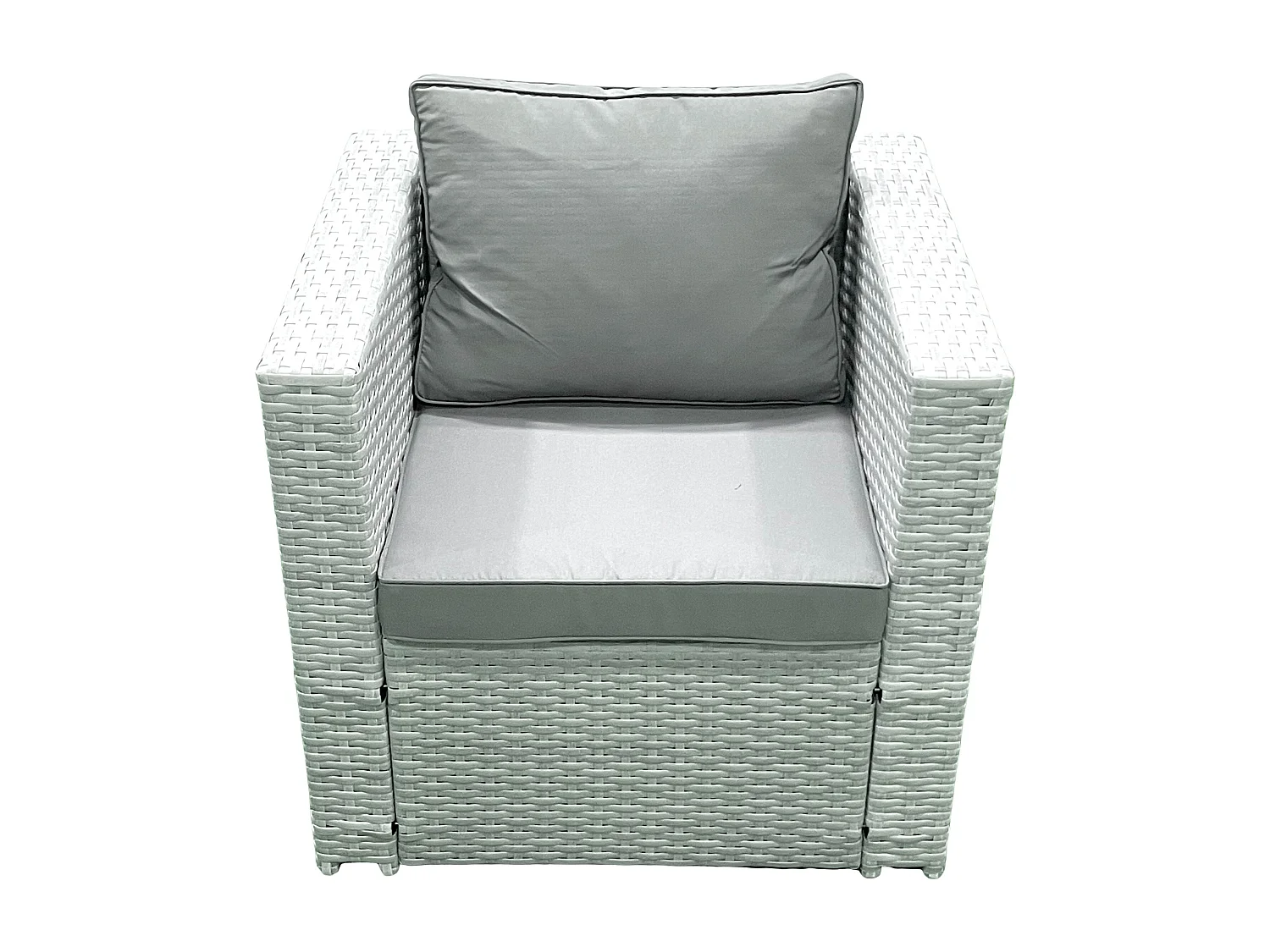 Gartenmöbel-Set 6-Sitzer Polyrattan Sofa Set mit 2 hohen Hockern Sessel 2 Beistelltischen Hellgrau gemischt