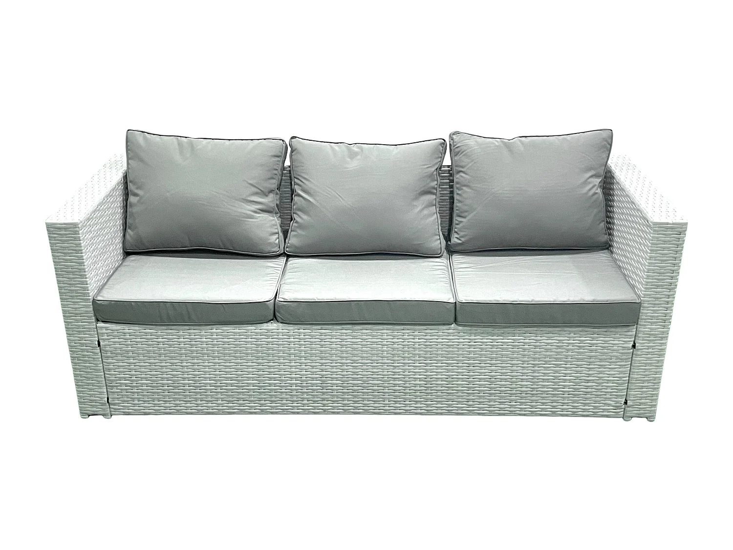 Gartenmöbel-Set 6-Sitzer Polyrattan Sofa Set mit 2 hohen Hockern Sessel 2 Beistelltischen Hellgrau gemischt