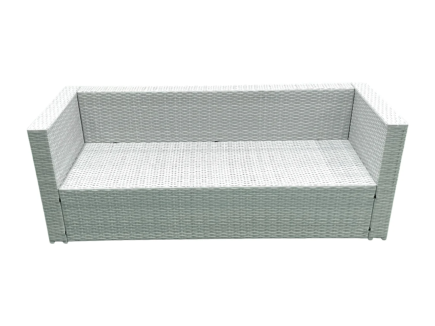Gartenmöbel-Set 6-Sitzer Polyrattan Sofa Set mit 2 hohen Hockern Sessel 2 Beistelltischen Hellgrau gemischt