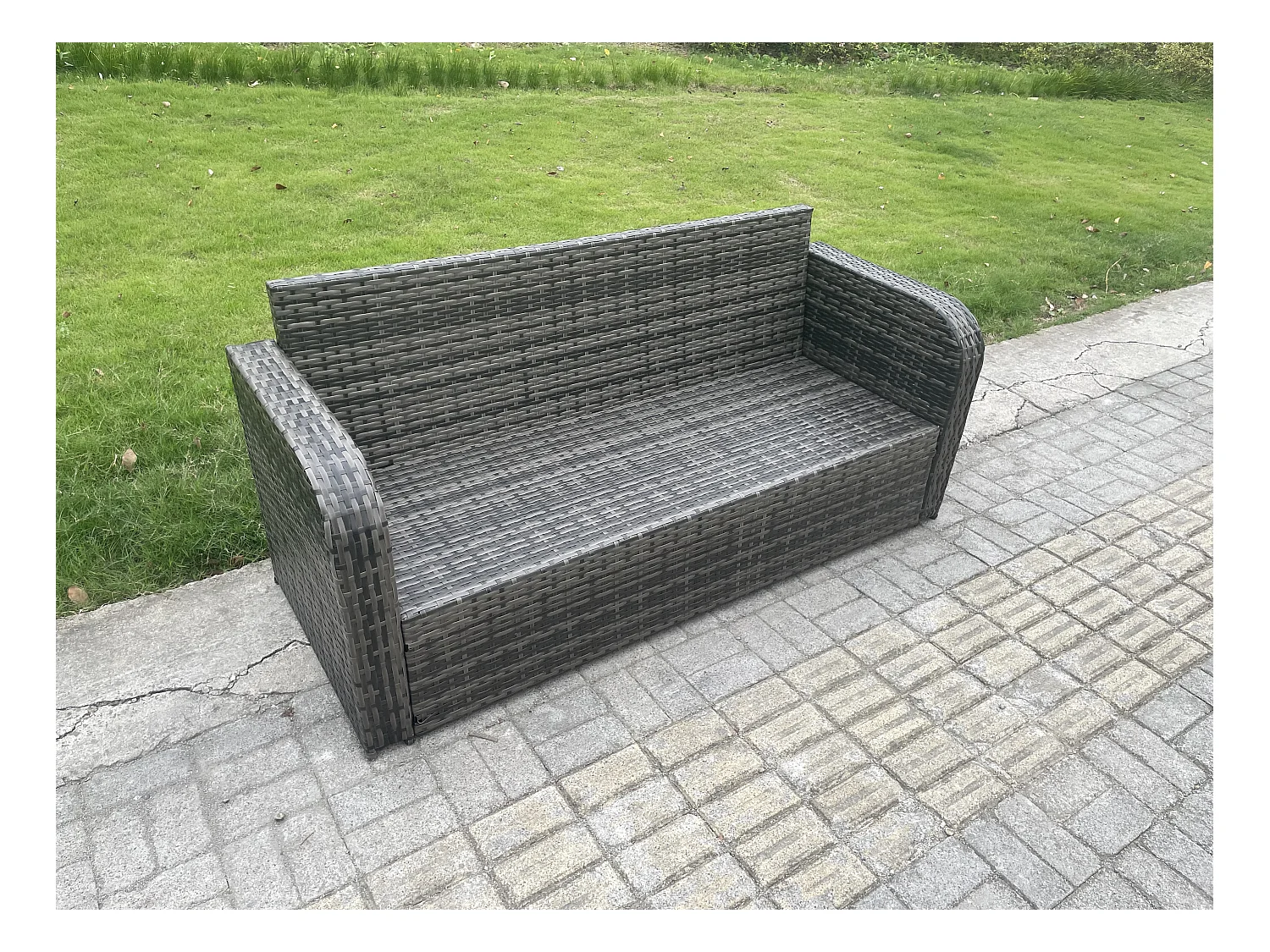 Ensemble de meubles de jardin en polyrotin 6 places avec Table basse rectangulaire Canapé 3 places Table d'appoint