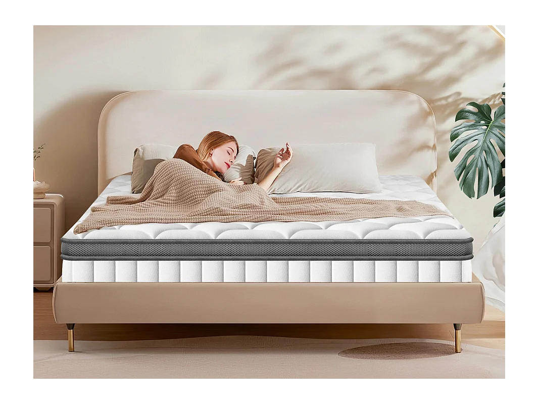 Matelas 140 x 200 cm Ressorts ,25 cm Épaisseur,Support Ergonomique 7 Zones pour la Protection de la Colonne Vertébrale, Drap Housse Offert