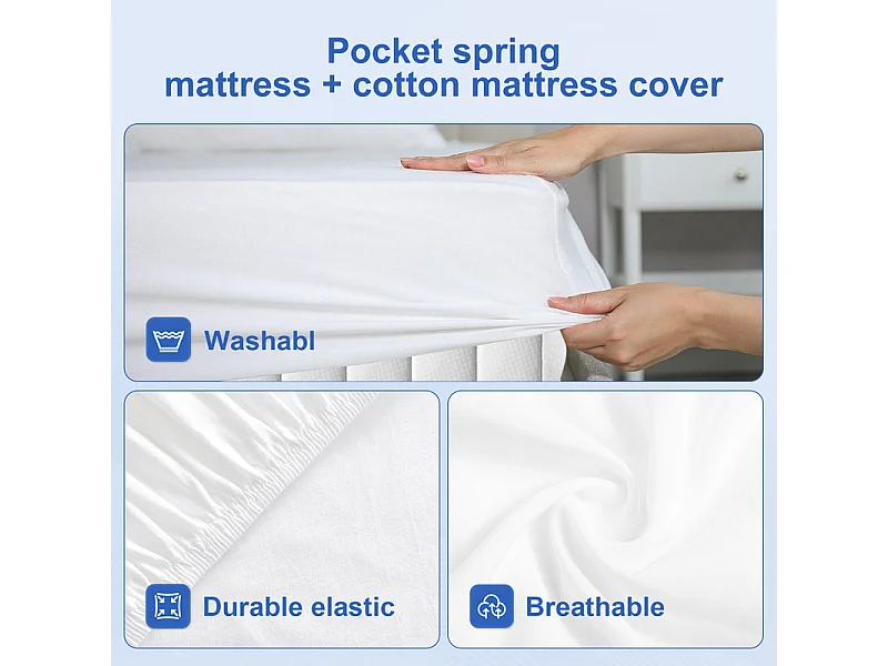 Matelas 140 x 200 cm Ressorts ,25 cm Épaisseur,Support Ergonomique 7 Zones pour la Protection de la Colonne Vertébrale, Drap Housse Offert