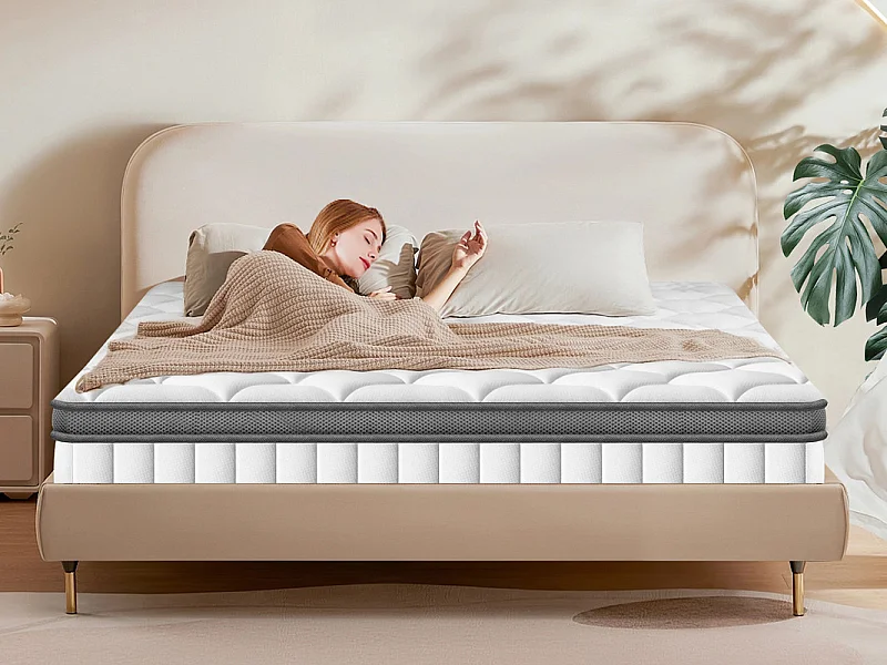 Matelas 140 x 200 cm Ressorts ,25 cm Épaisseur,Support Ergonomique 7 Zones pour la Protection de la Colonne Vertébrale, Drap Housse Offert