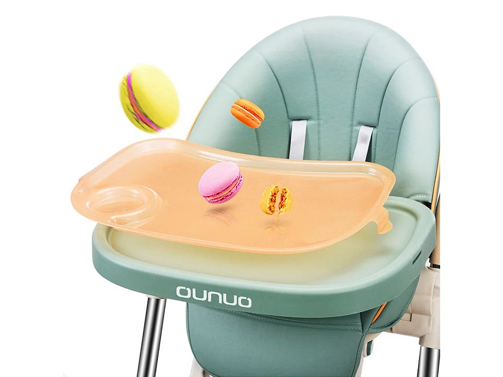 OUNUO Opvouwbare Kinderstoel met Veiligheidsgordel en PU Leren Kussen, 6 Maanden tot 6 Jaar, Groen