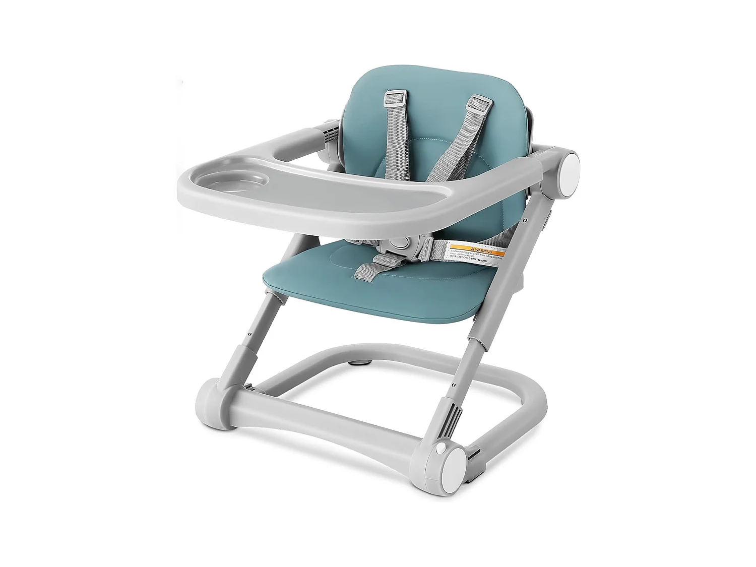 Chaise haute portable pour enfants avec plateau amovible, coussin en PU et ceinture de sécurité à 5 points, hauteur réglable, vert