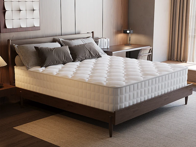 Matelas 90 x 200 cm ressorts,ensachés ép.22 cm, ergonomique 7 zones, avec housse, mousse mémoire, anti-acariens et antibactérien