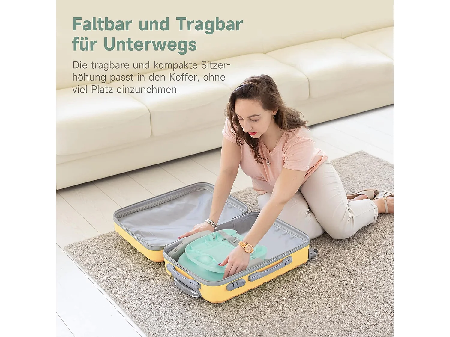 Chaise haute portable YOLEO pour bébé, Siège rehausseur avec ceinture de sécurité et plateau amovible, Convient aux enfants de 6 à 36 mois