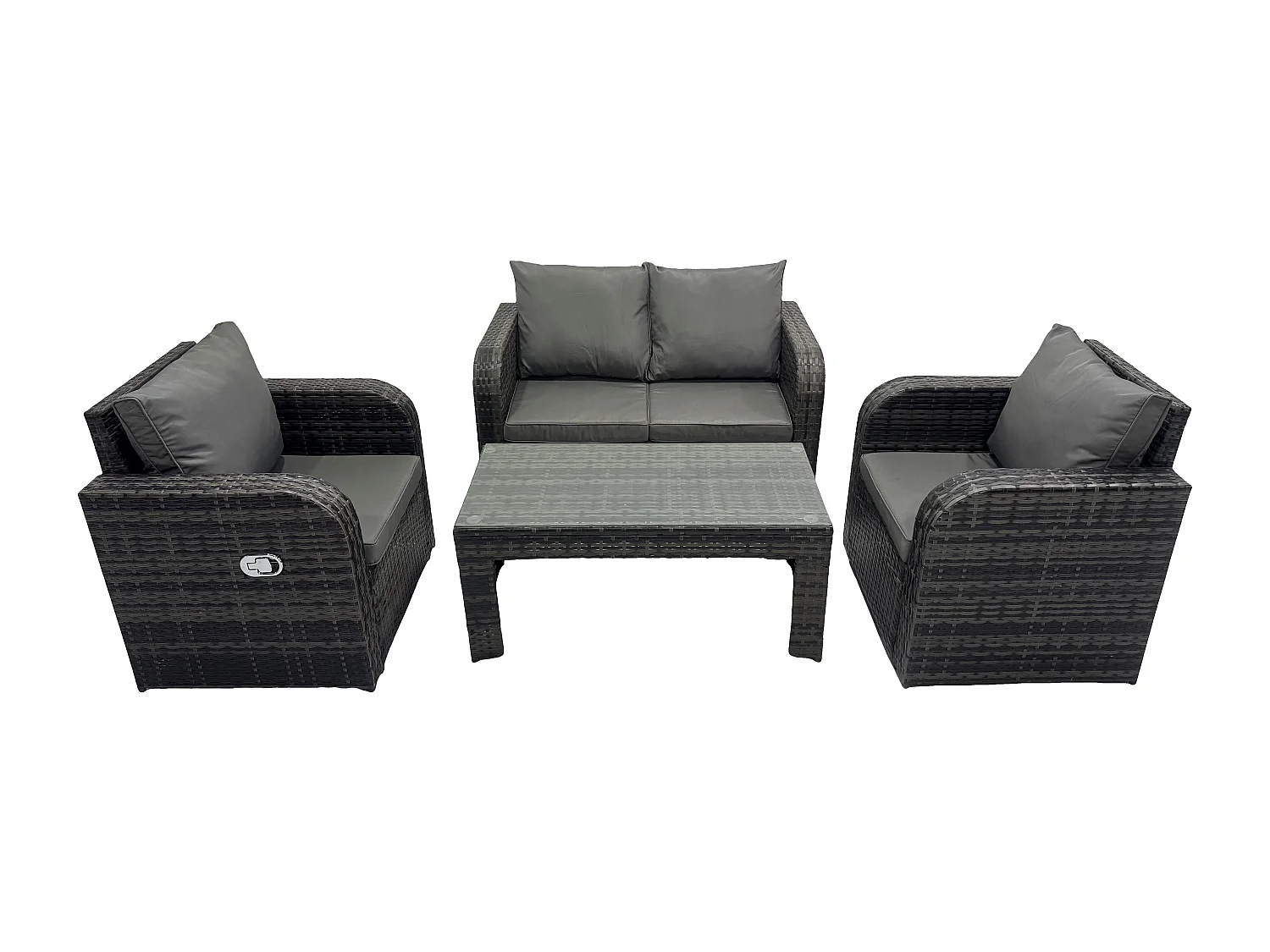 Fimous Outdoor Garden Furniture Sets Wicker Rattan Furniture Sofa Sets with Rectangular Coffee Table Love seat Sofa