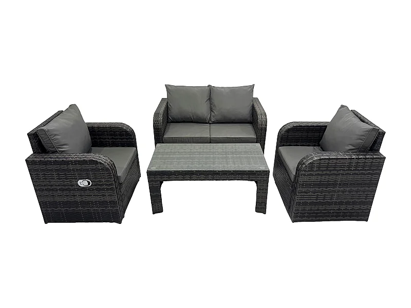 Ensemble de meubles de jardin en polyrotin avec Table basse rectangulaire Canapé à deux places