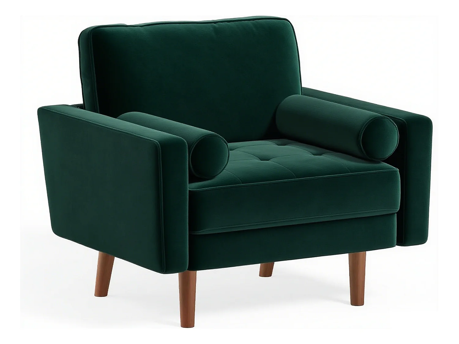 Fauteuil d'appoint en velours vert Vesgantti avec 2 coussins, fauteuils confortables pour chambre, bureau