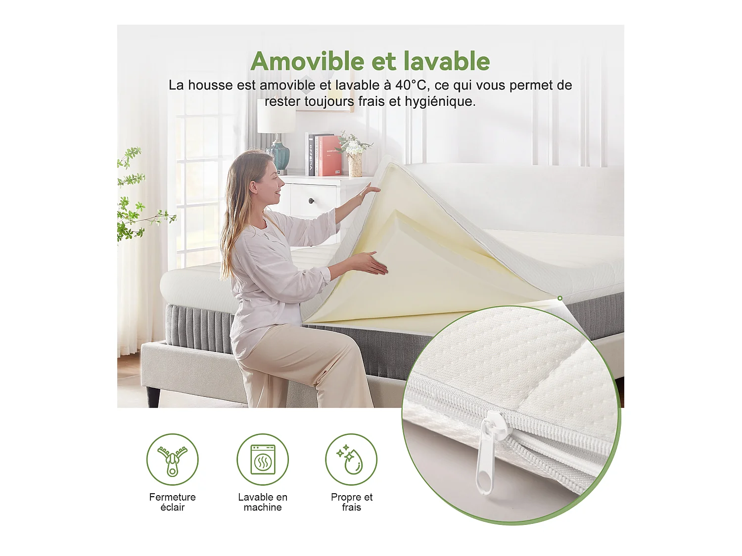 Matelas 90 x 190 cm et mémoire de forme ép.5cm