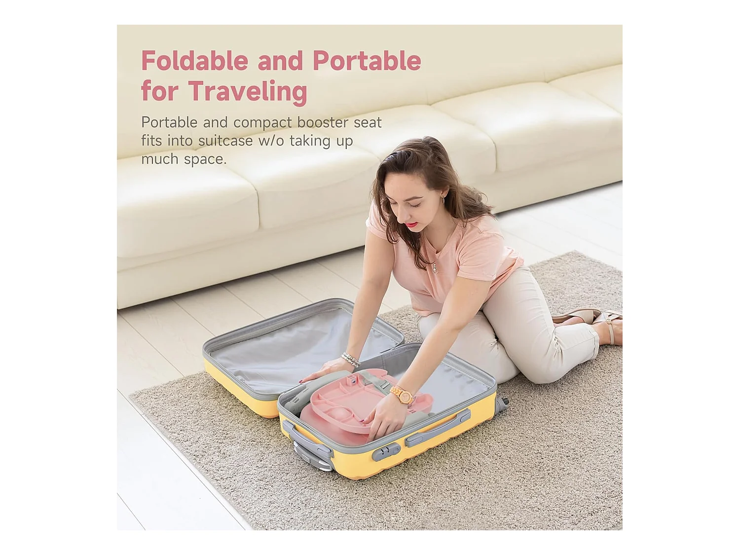 Seggiolone portatile YOLEO per neonati, Seggiolino rialzato con cintura di sicurezza e vassoio removibile, Adatto a bambini dai 6 ai 36 mesi