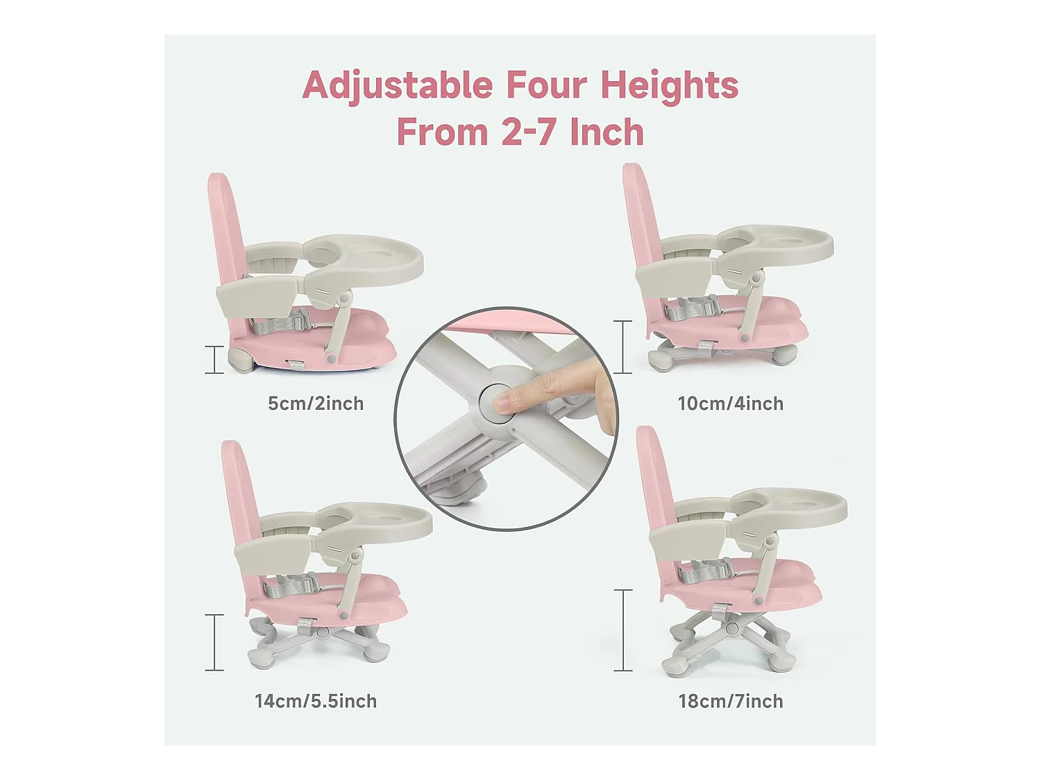Seggiolone portatile YOLEO per neonati, Seggiolino rialzato con cintura di sicurezza e vassoio removibile, Adatto a bambini dai 6 ai 36 mesi
