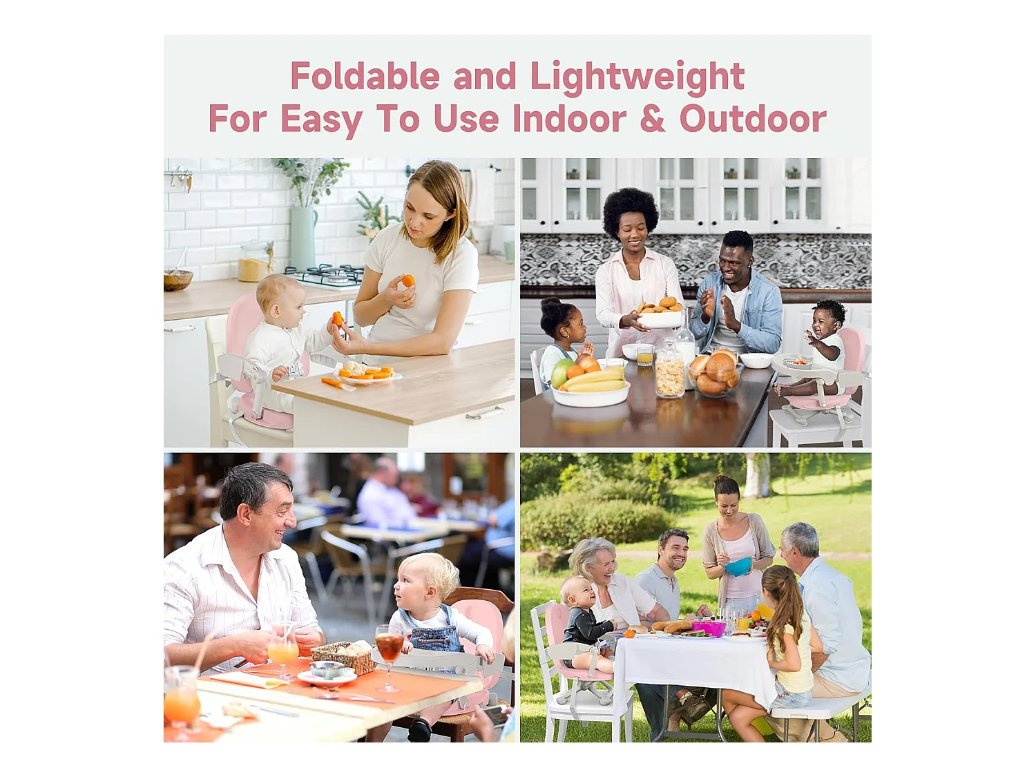 Seggiolone portatile YOLEO per neonati, Seggiolino rialzato con cintura di sicurezza e vassoio removibile, Adatto a bambini dai 6 ai 36 mesi