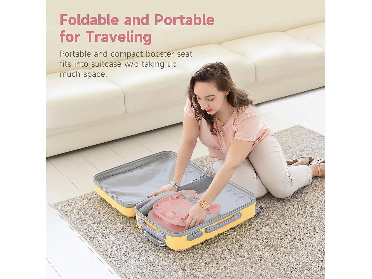 Chaise haute portable YOLEO pour bébé, Siège rehausseur avec ceinture de sécurité et plateau amovible, Convient aux enfants de 6 à 36 mois