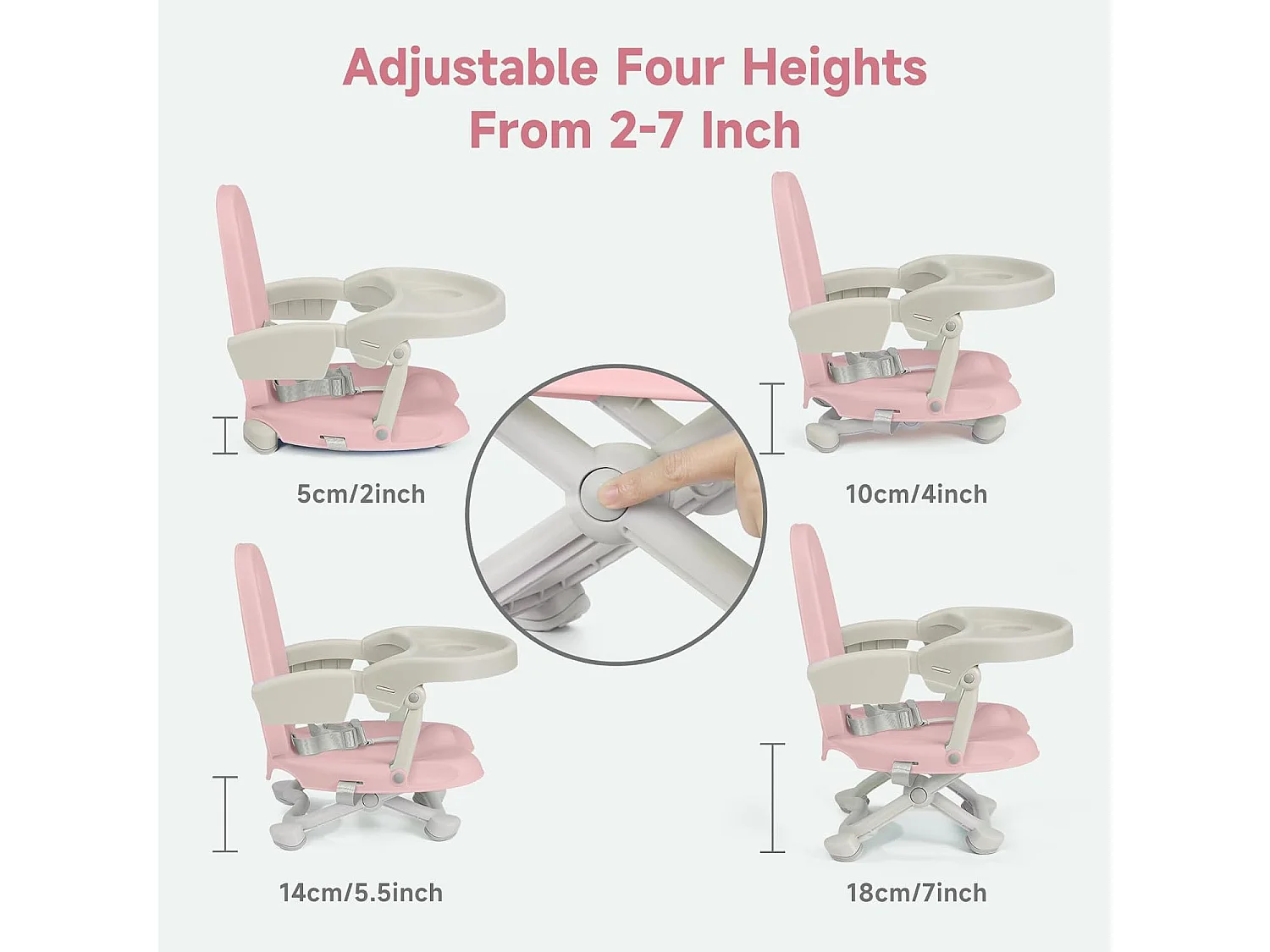 Chaise haute portable YOLEO pour bébé, Siège rehausseur avec ceinture de sécurité et plateau amovible, Convient aux enfants de 6 à 36 mois