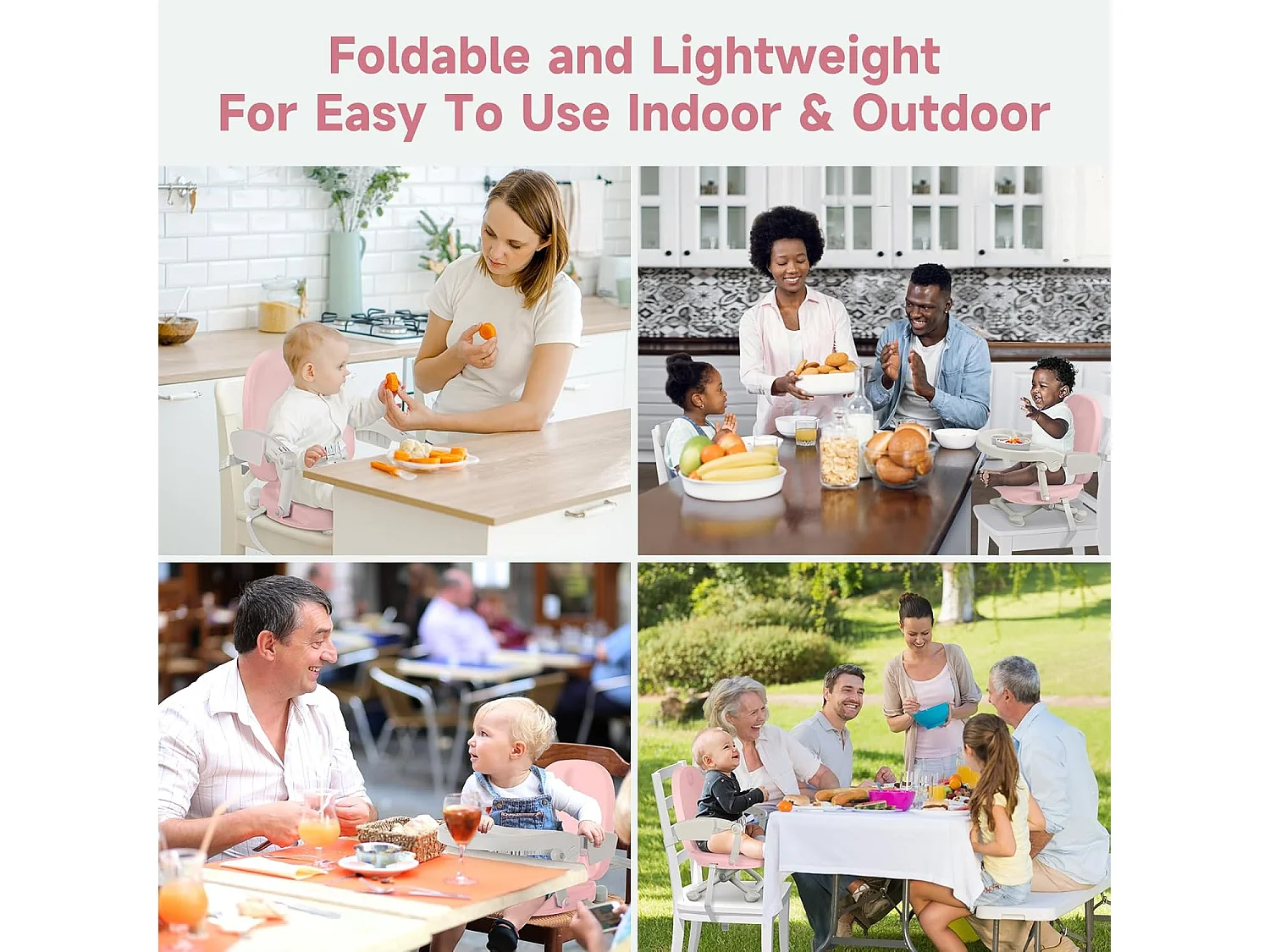 Chaise haute portable YOLEO pour bébé, Siège rehausseur avec ceinture de sécurité et plateau amovible, Convient aux enfants de 6 à 36 mois