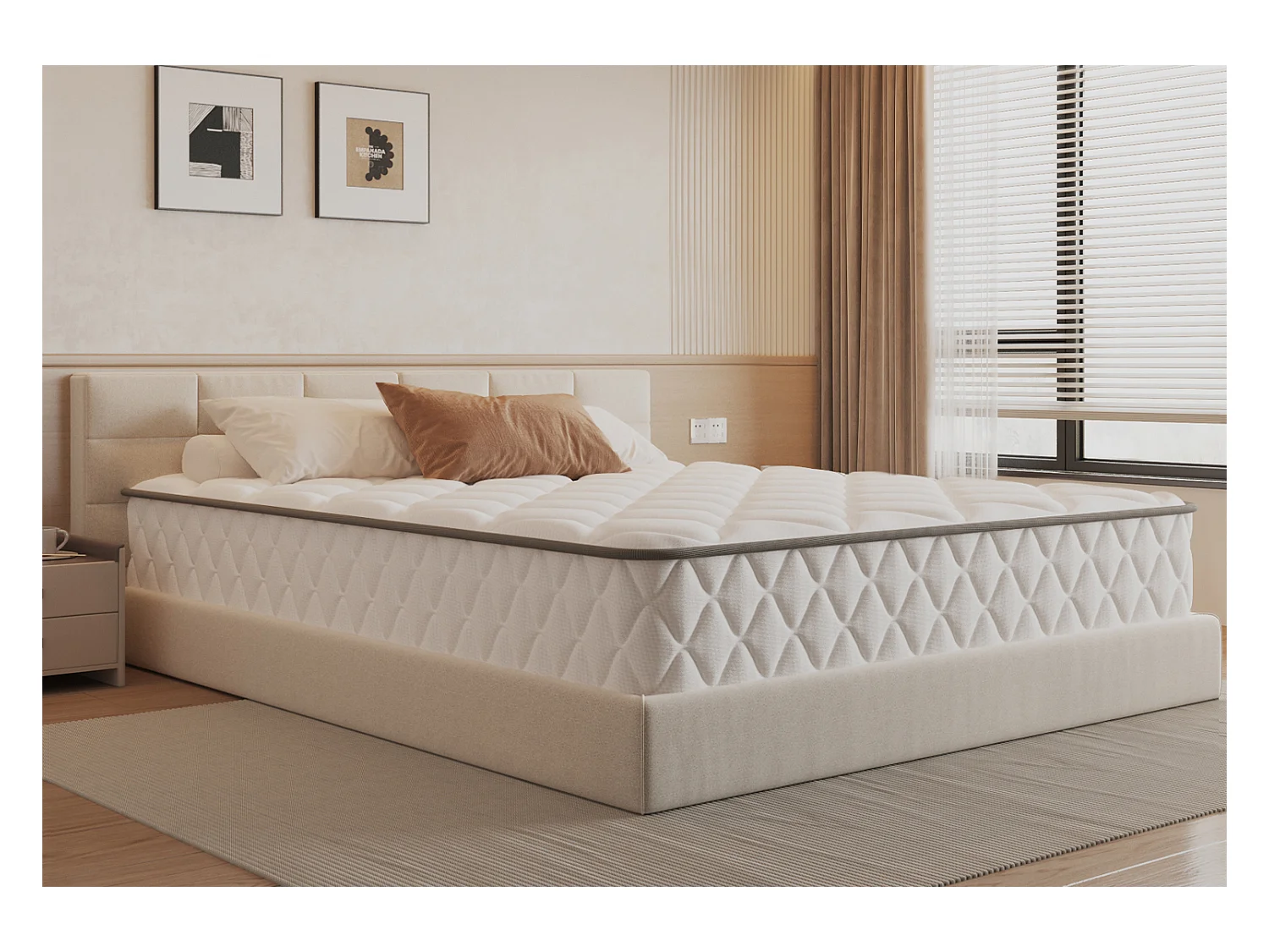 Matelas 90 x 200 cm ressorts,ensachés ép. 22 cm, ergonomique 7 zones, avec housse, mousse mémoire, anti-acariens et antibactérien