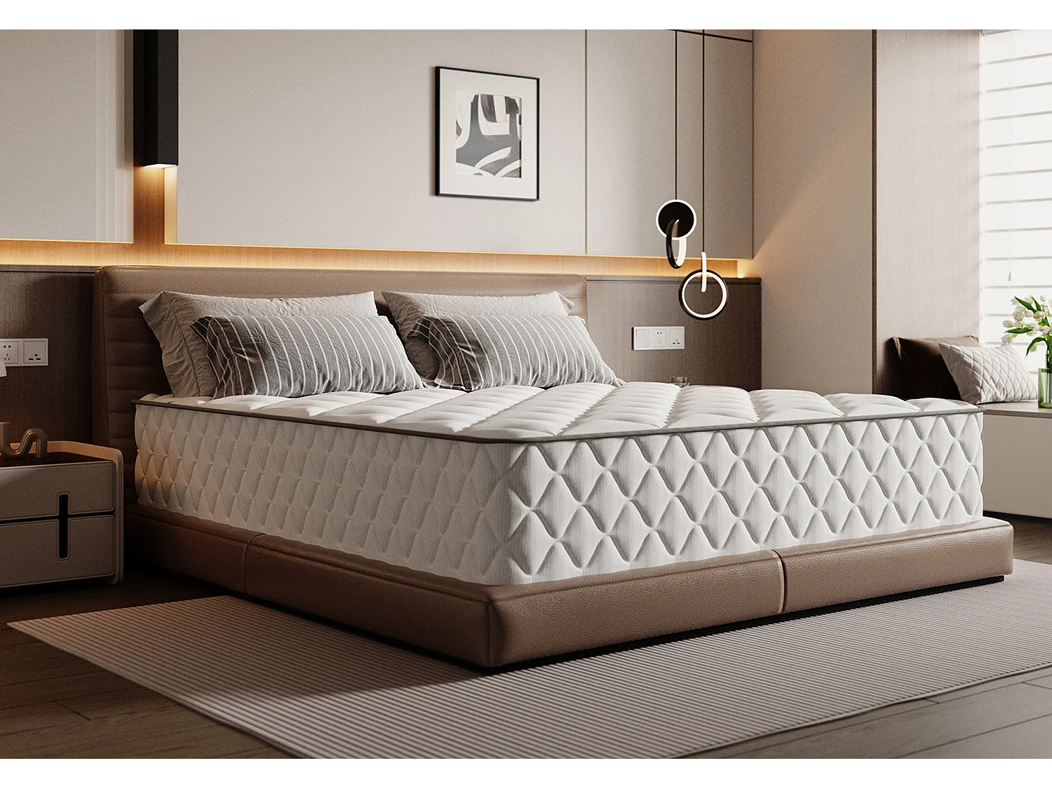 Matelas 160x200 cm Ferme，Ressorts Ensachés et Mémoire de Forme - Épaisseur 22cm, 7 Zones de Confort