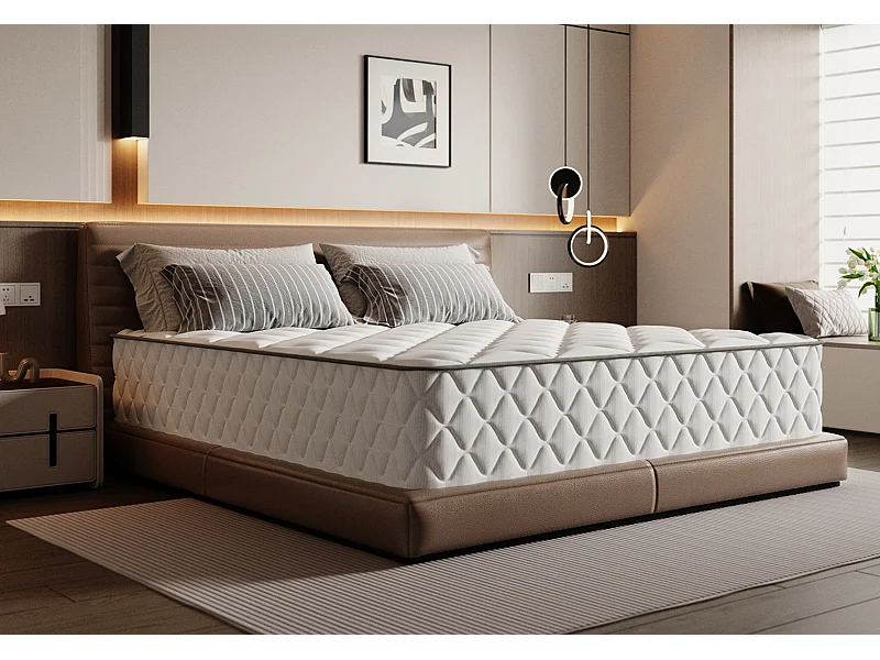 Matelas 160x200 cm Ferme，Ressorts Ensachés et Mémoire de Forme - Épaisseur 22cm, 7 Zones de Confort
