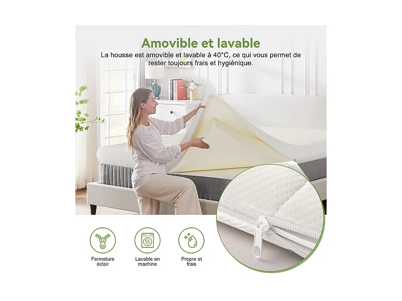 Matelas 90 x 200 cm et mémoire de forme ép.3.5cm