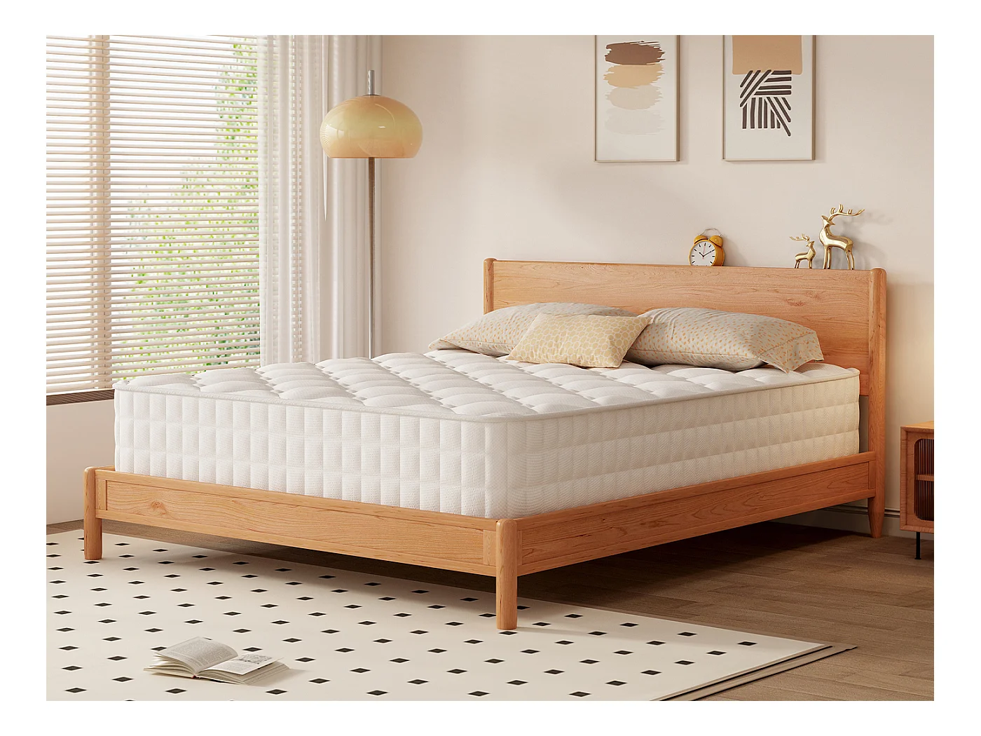 Matelas 140 x 190 cm ressorts,ensachés ép. 22 cm, ergonomique 7 zones, avec housse, mousse mémoire, anti-acariens et antibactérien