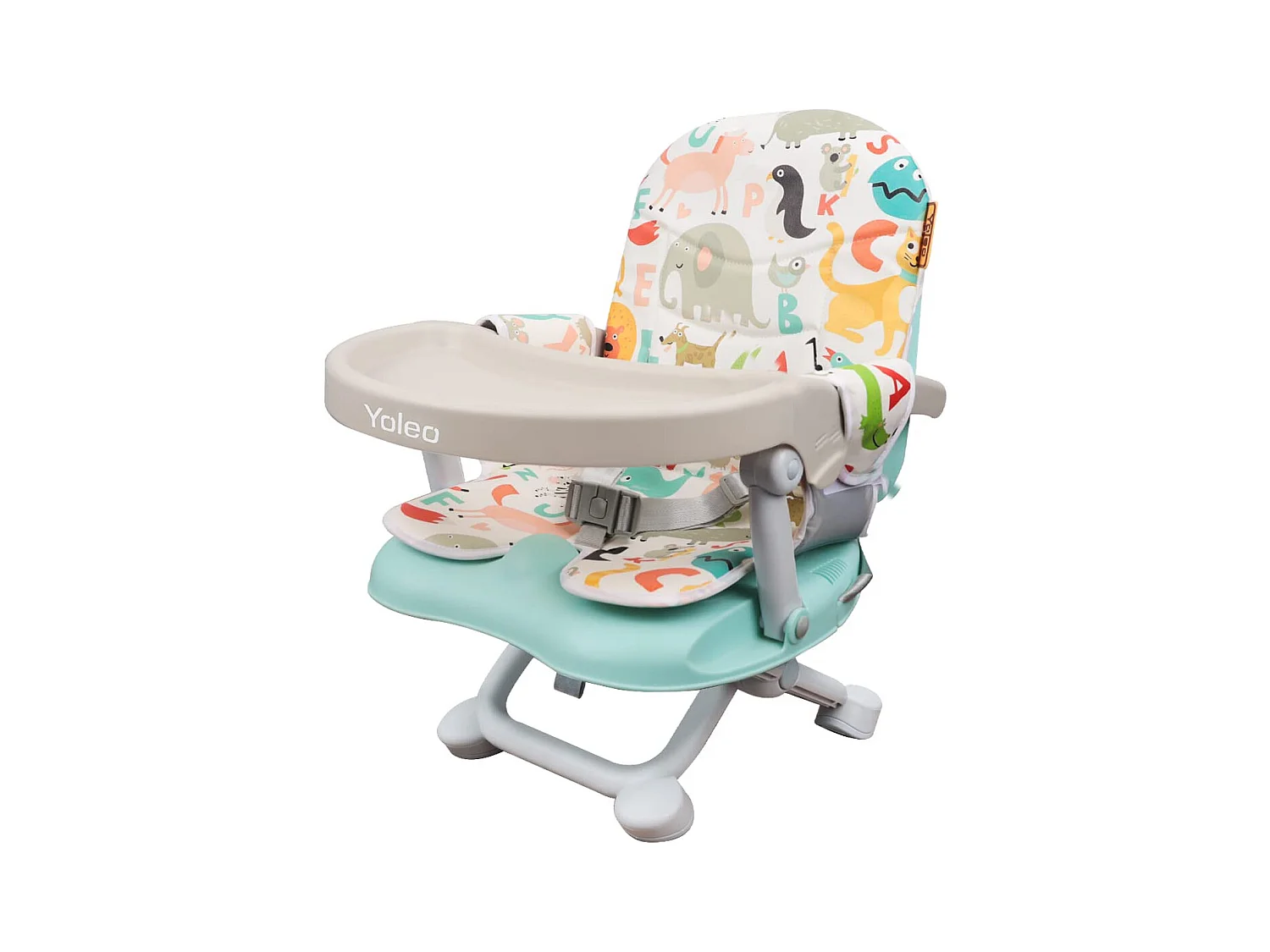 YOLEO Draagbare Kinderstoel voor baby's, met veiligheidsgordel, verwijderbaar dienblad en PU-kussen, geschikt voor kinderen van 6 tot 36 maanden