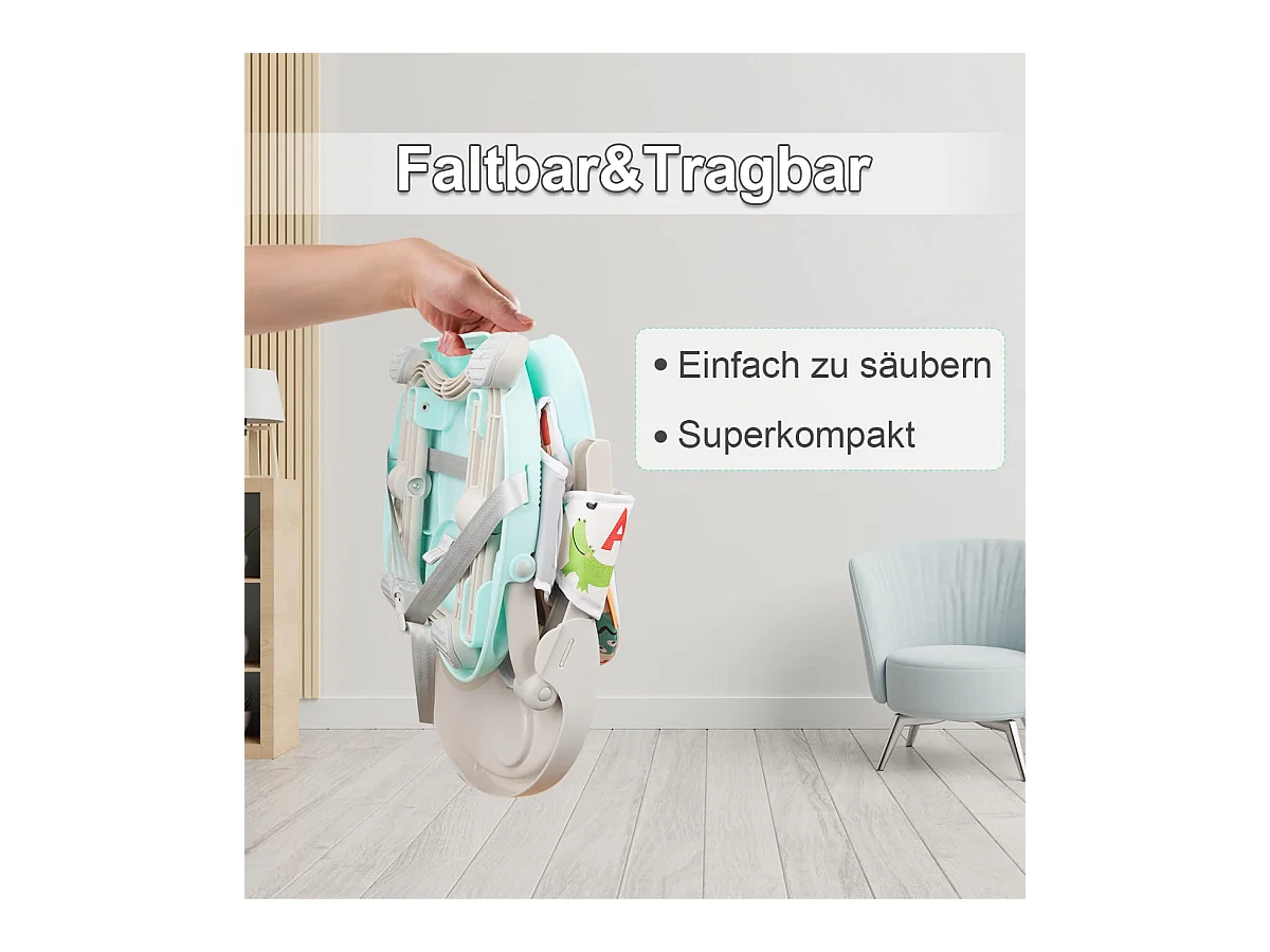 YOLEO Draagbare Kinderstoel voor baby's, met veiligheidsgordel, verwijderbaar dienblad en PU-kussen, geschikt voor kinderen van 6 tot 36 maanden