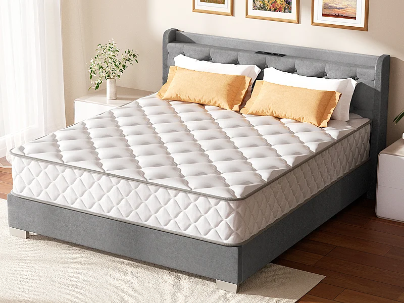 Matelas 140x200,Matelas Ressorts Ensachés Épaisseur 22cm,Conception Ergonomique 7 Zones,Matelas Anti-Allergique avec Housse Lavable