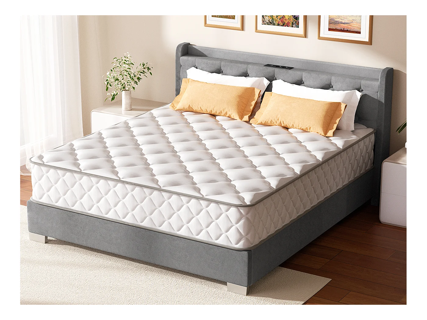 Matelas 140x200,Matelas Ressorts Ensachés Épaisseur 22cm,Conception Ergonomique 7 Zones,Matelas Anti-Allergique avec Housse Lavable