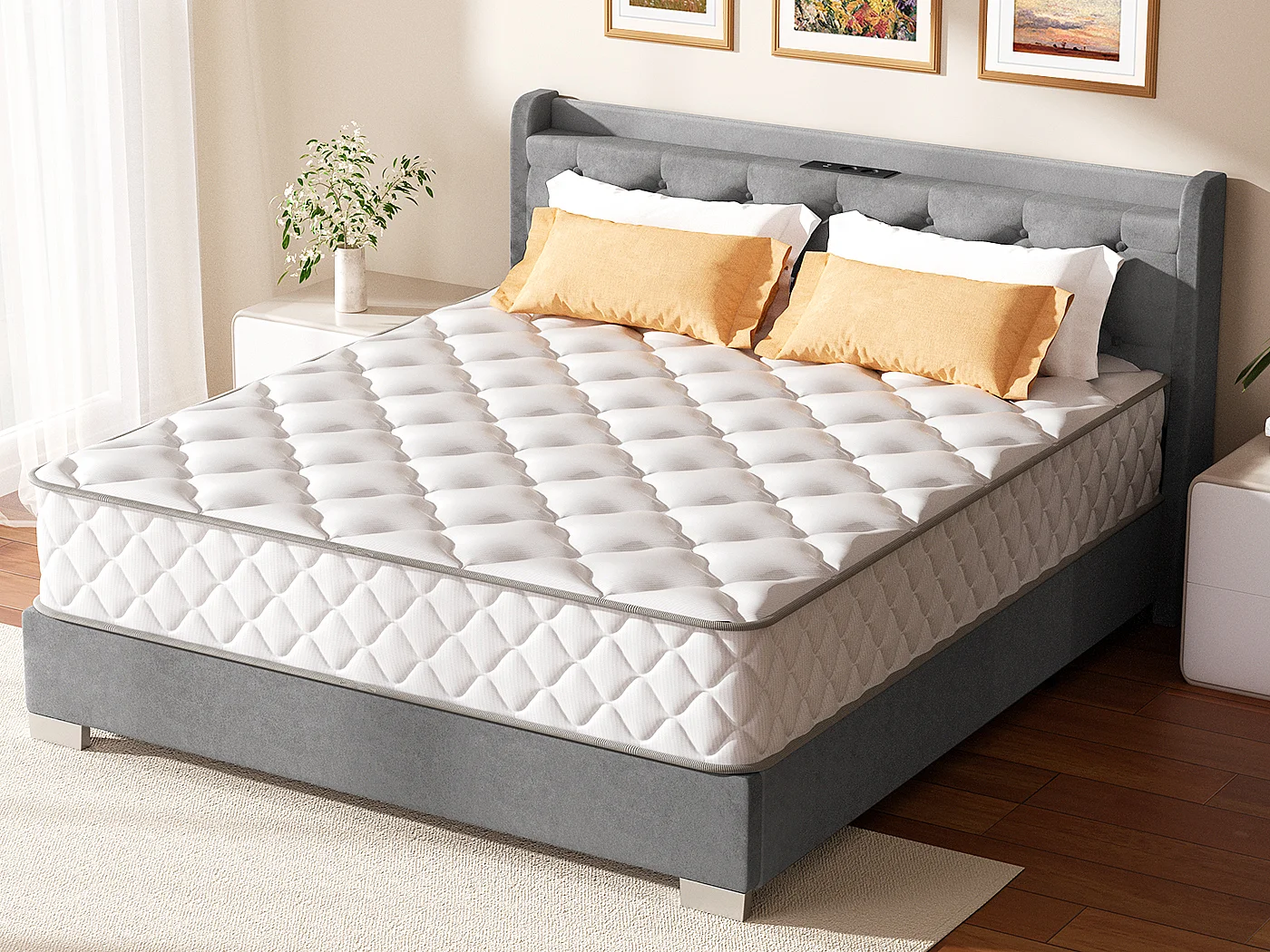 Matelas 140x200,Matelas Ressorts Ensachés Épaisseur 22cm,Conception Ergonomique 7 Zones,Matelas Anti-Allergique avec Housse Lavable