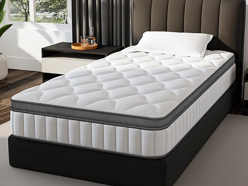 Matelas 90 x 200 cm Ressorts ,25 cm Épaisseur,Support Ergonomique 7 Zones pour la Protection de la Colonne Vertébrale, Drap Housse Offert