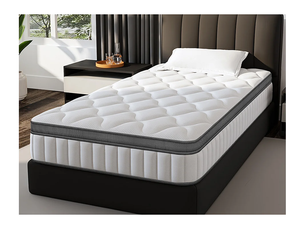 Matelas 90 x 200 cm Ressorts ,25 cm Épaisseur,Support Ergonomique 7 Zones pour la Protection de la Colonne Vertébrale, Drap Housse Offert