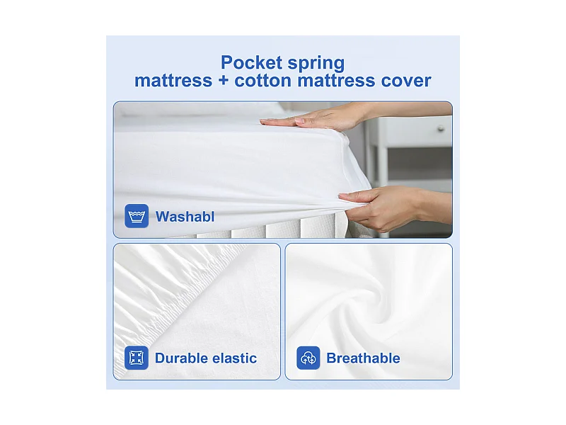 Matelas 90 x 200 cm Ressorts ,25 cm Épaisseur,Support Ergonomique 7 Zones pour la Protection de la Colonne Vertébrale, Drap Housse Offert