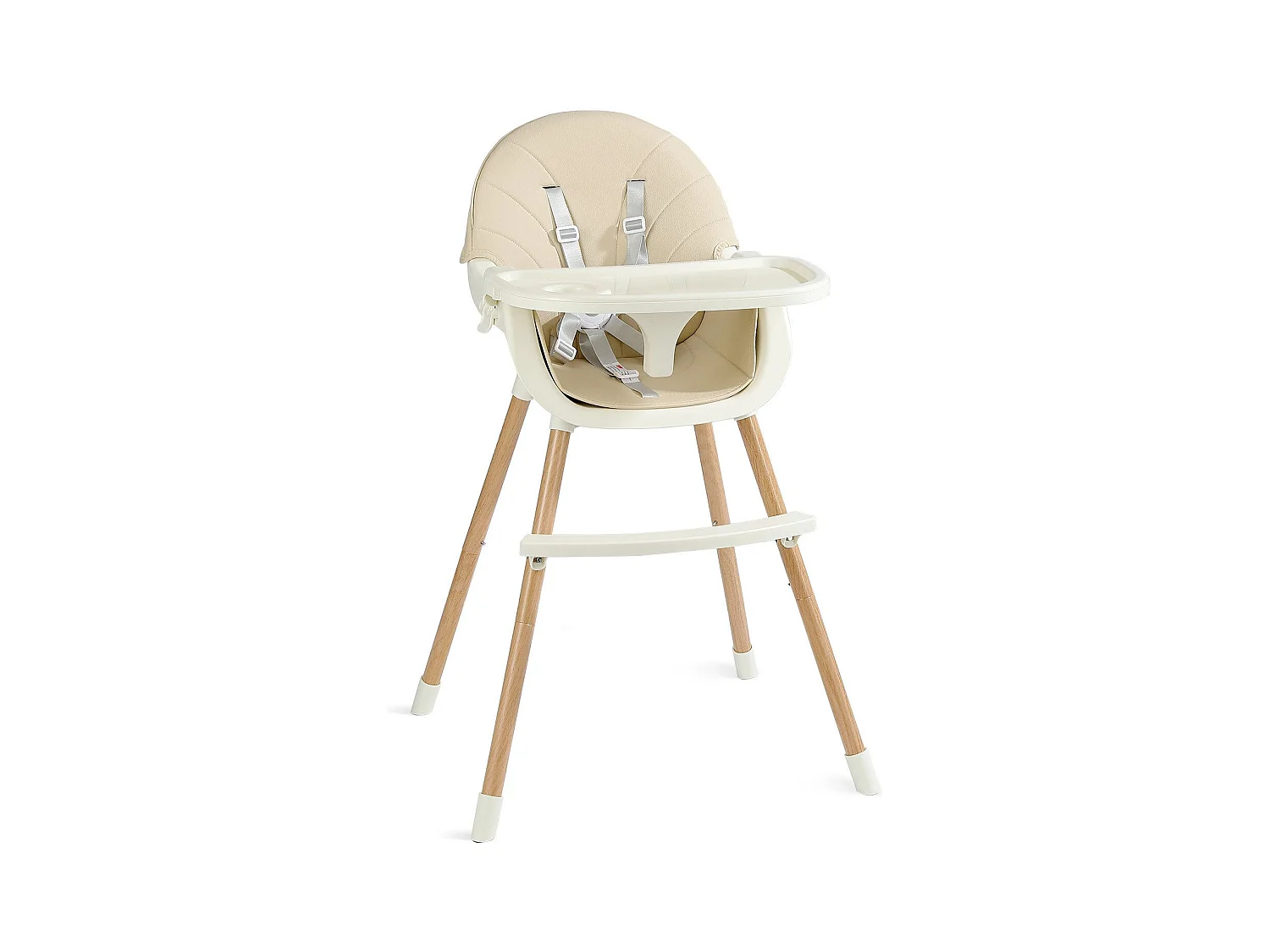 Chaise haute YOLEO avec pieds en bois, réglable en hauteur, chaise haute pliable pour enfants jusqu'à 3 ans, beige