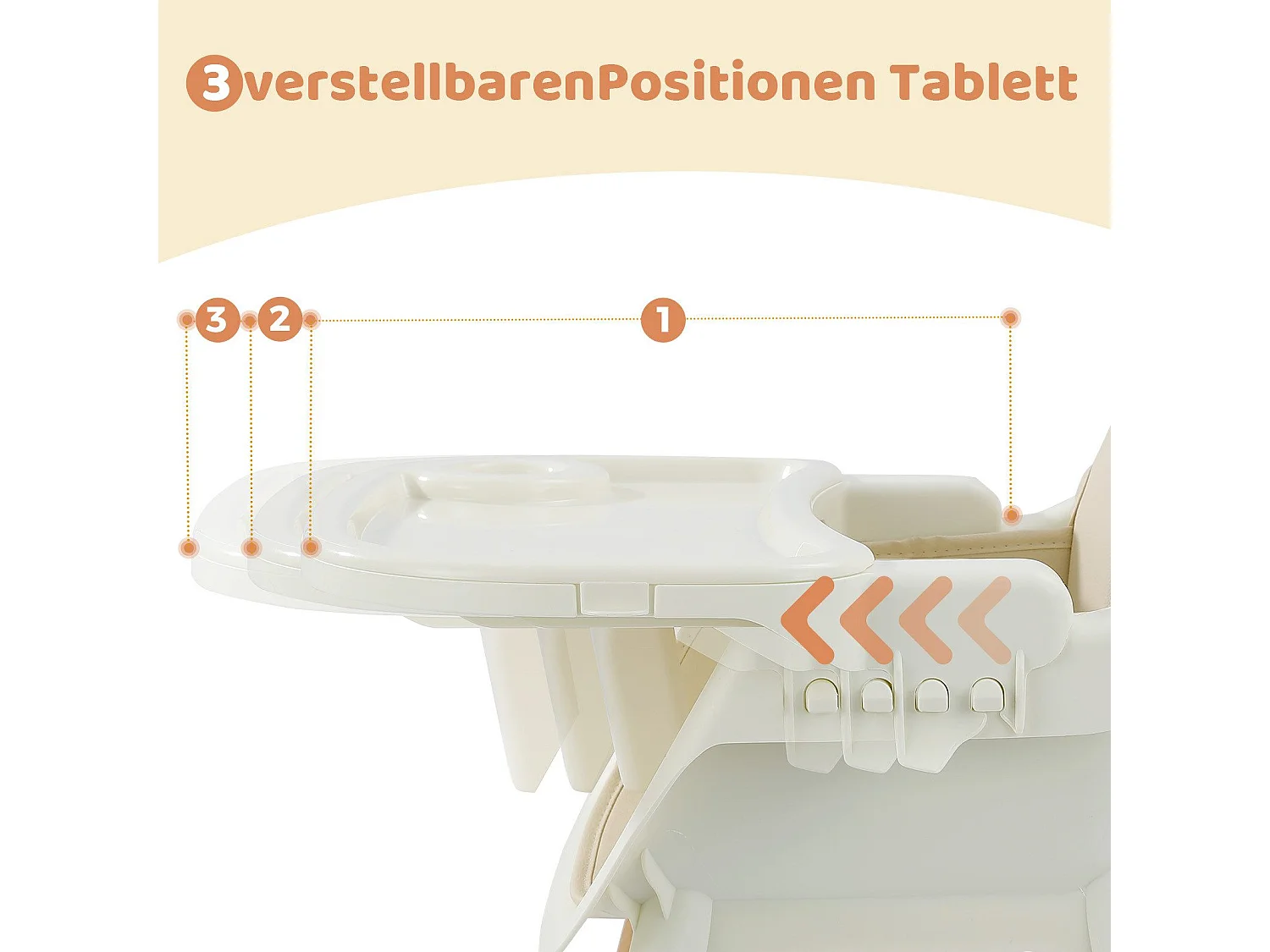 Chaise haute YOLEO avec pieds en bois, réglable en hauteur, chaise haute pliable pour enfants jusqu'à 3 ans, beige