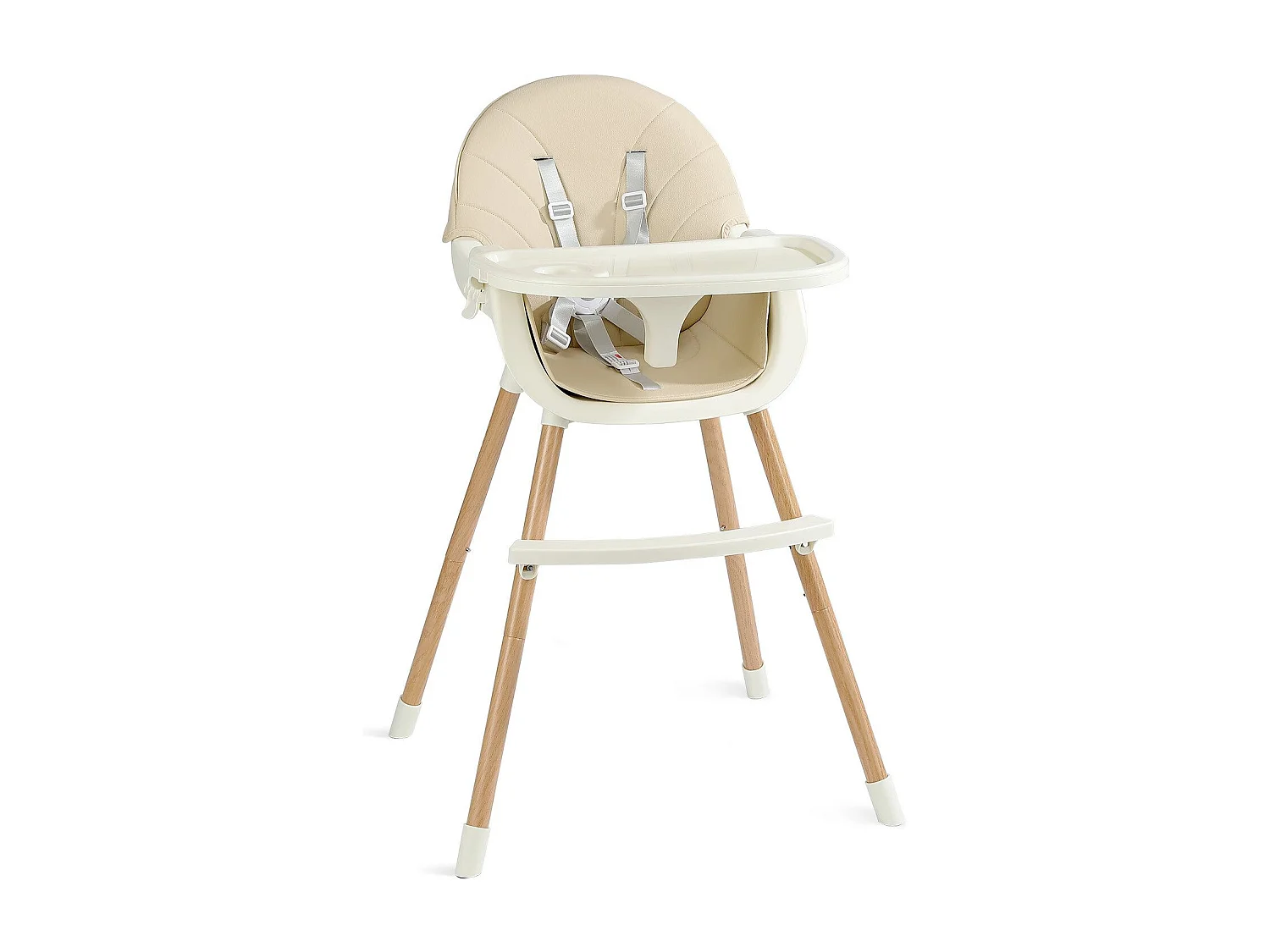 Chaise haute YOLEO avec pieds en bois, réglable en hauteur, chaise haute pliable pour enfants jusqu'à 3 ans, beige