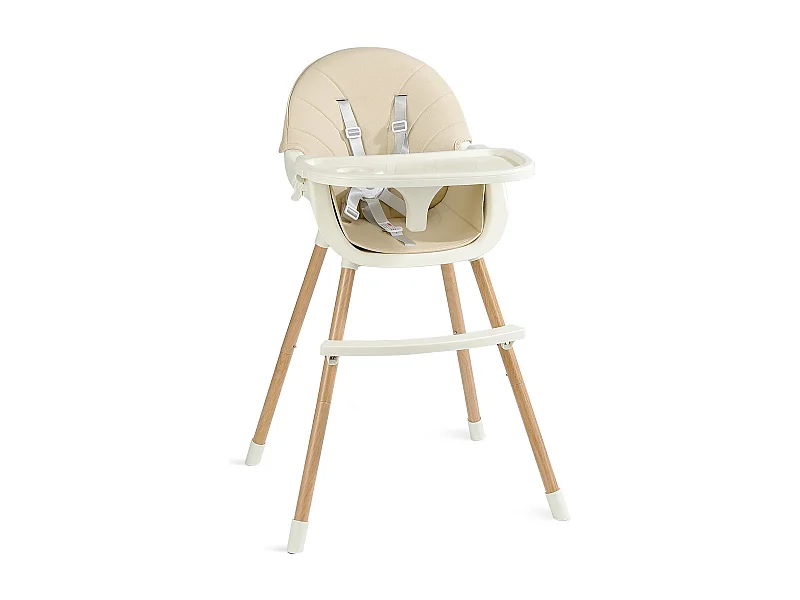 Chaise haute YOLEO avec pieds en bois, réglable en hauteur, chaise haute pliable pour enfants jusqu'à 3 ans, beige