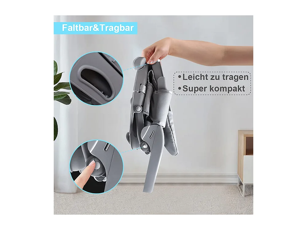 Seggiolone portatile YOLEO per bebè, con cintura di sicurezza, vassoio removibile e cuscino in PU, adatto per bambini da 6 a 36 mesi