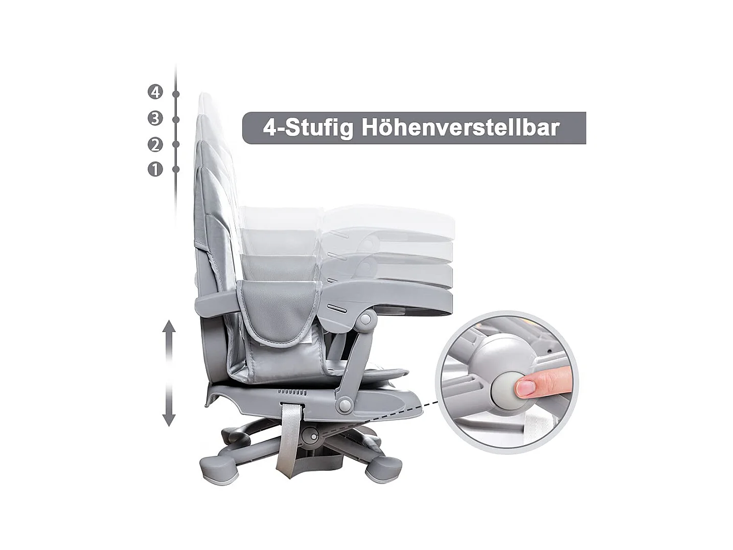 Seggiolone portatile YOLEO per bebè, con cintura di sicurezza, vassoio removibile e cuscino in PU, adatto per bambini da 6 a 36 mesi