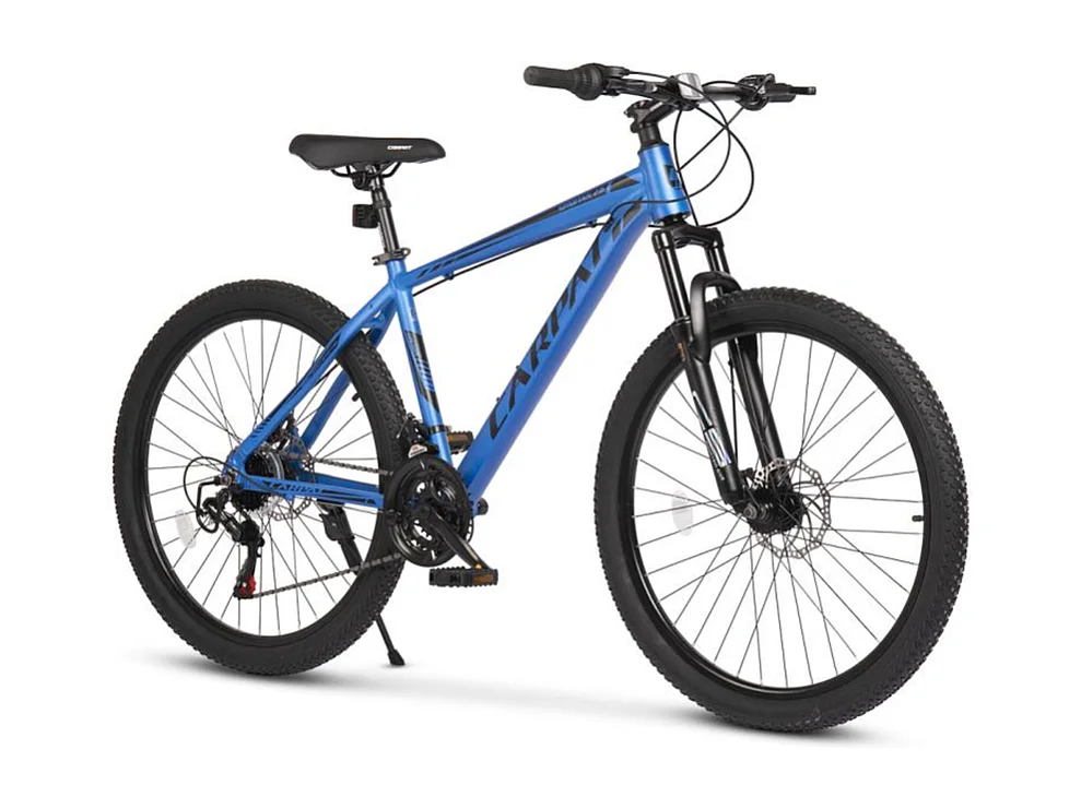 Vélo Tout Terrain VTT semi-rigide 26 pouces, fourche suspendue, 21 vitesses, passage de câbles intégré, tige de selle réglable, 85% vormontiert