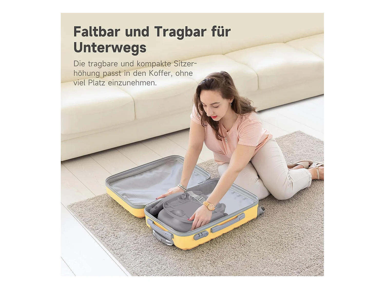 Seggiolone portatile YOLEO per neonati, Seggiolino rialzato con cintura di sicurezza e vassoio removibile, Adatto a bambini dai 6 ai 36 mesi