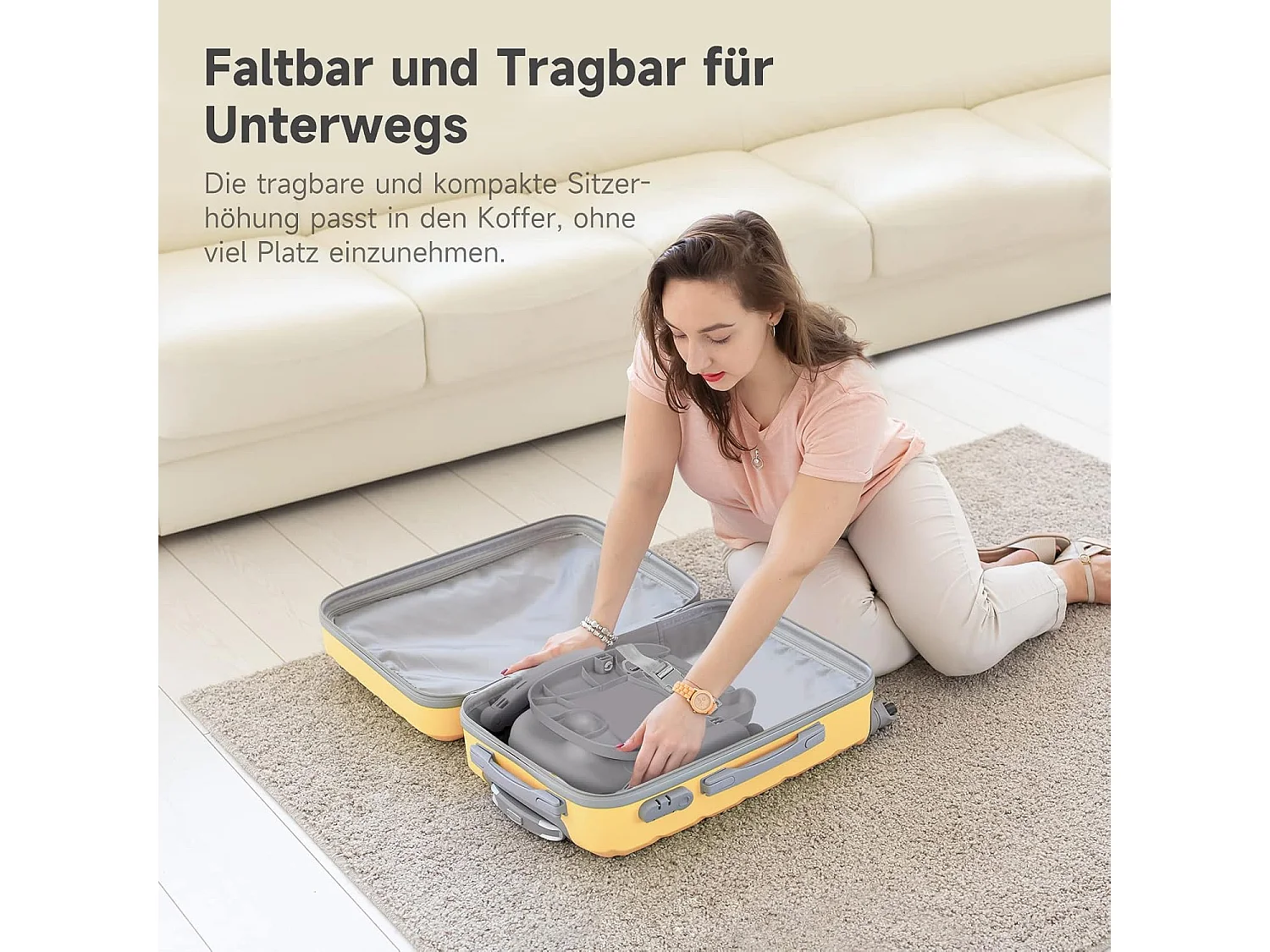 Chaise haute portable YOLEO pour bébé, Siège rehausseur avec ceinture de sécurité et plateau amovible, Convient aux enfants de 6 à 36 mois