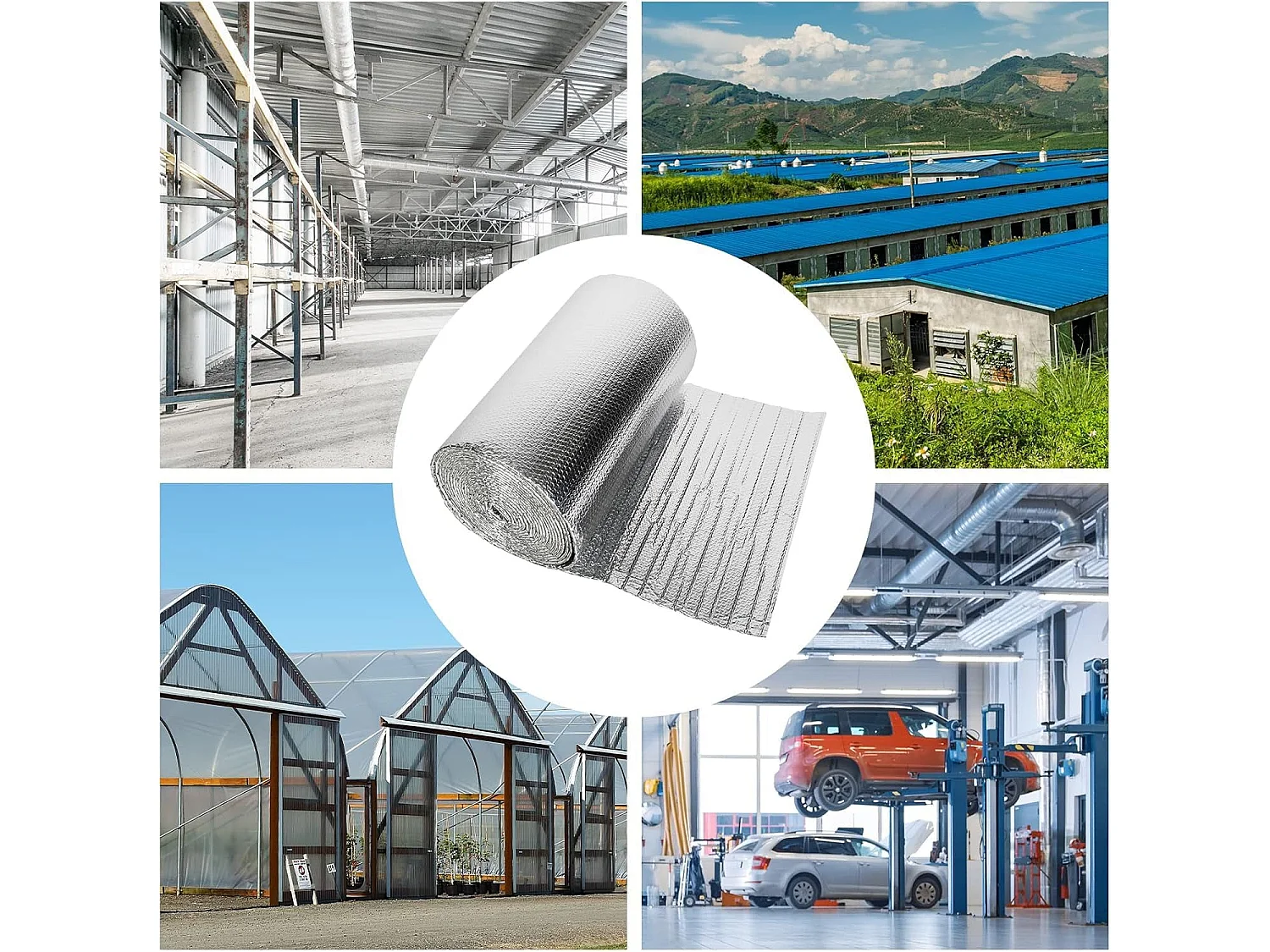 Isolant thermique 0.6x10m, 5-6mm, film à bulles aluminisé double couche, réflecteur de chaleur durable pour toit, voiture et fenêtre