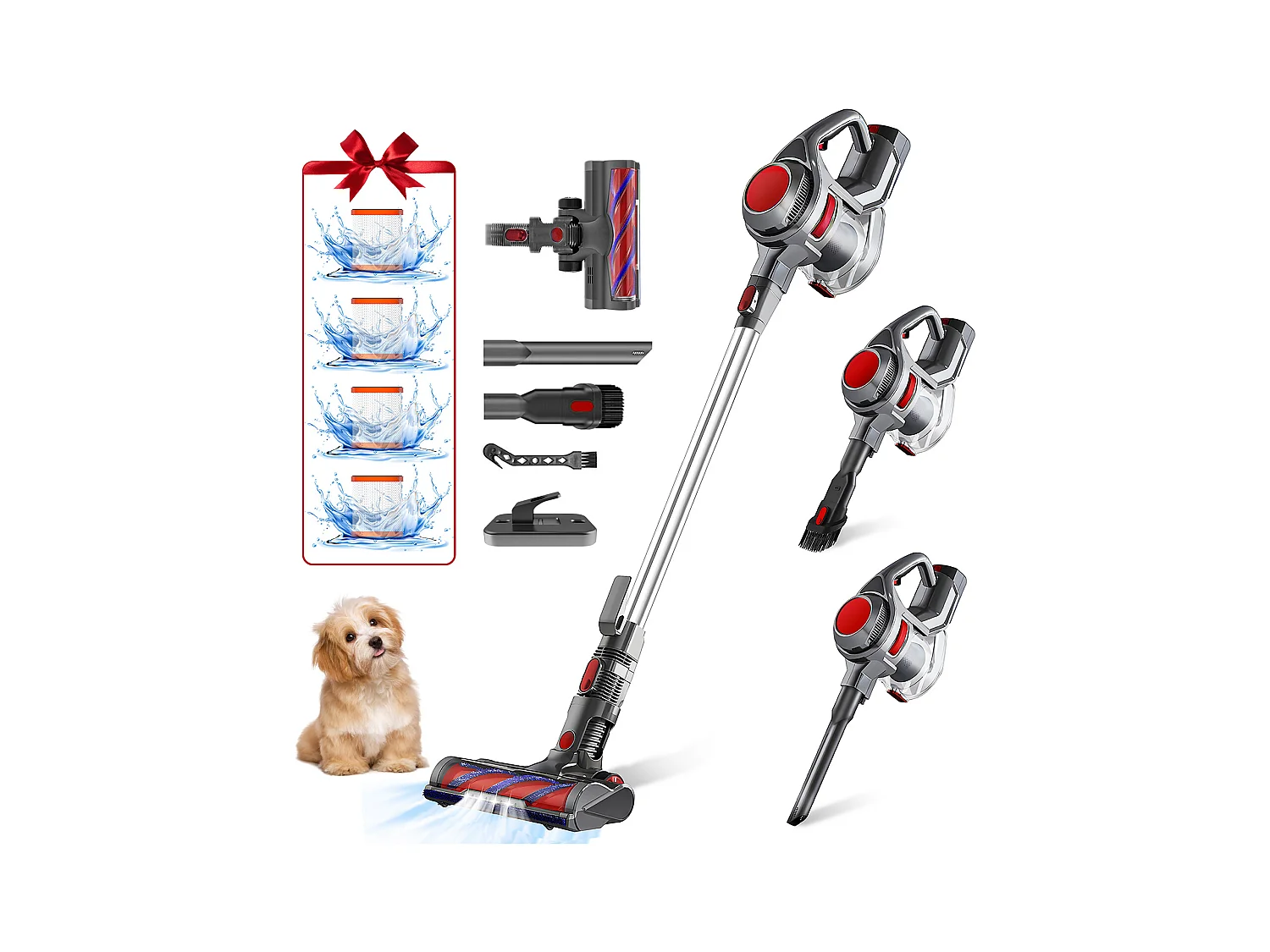 Aspirateur Balai sans fil 38Kpa, Autonomie 50min, 2200mAh, 1.3L Capacite - Homimaster